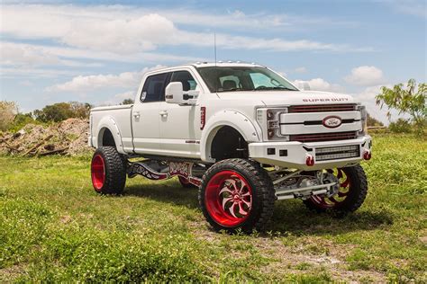 Extravagant Custom White Lifted Ford F 250 Super Duty On Unique Rims