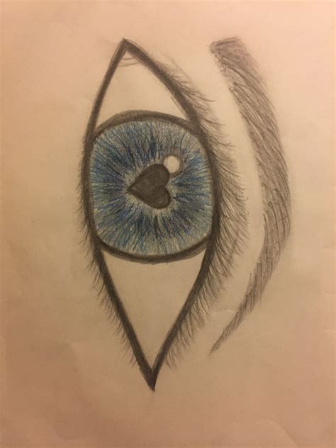 Blue Eyes W Heart Pupil Heart Drawing Eye Drawing Drawings