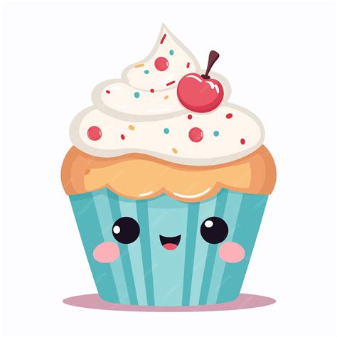 Premium Vector Hand Drawn Cupcake Cartoon Kawaii Cupcake Illustration