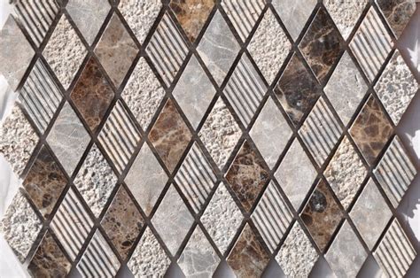 Dark Emperador Harlequin Pattern Mixed Surface Mosaics Glass Tile Home