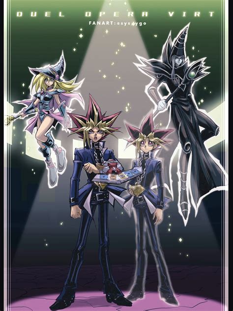 Dark Magician Girl Mutou Yuugi Yami Yuugi And Dark Magician Yu Gi Oh And 1 More Drawn By