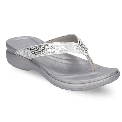 Crocs Capri V Sequin Flip Silver Footwear