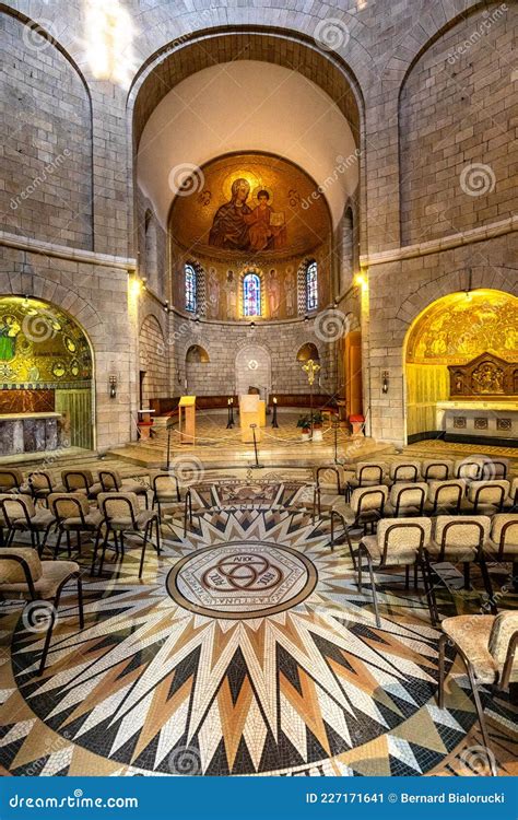 Apse And Main Nave Floor Mosaic Of Benedictine Dormition Abbey On Mount
