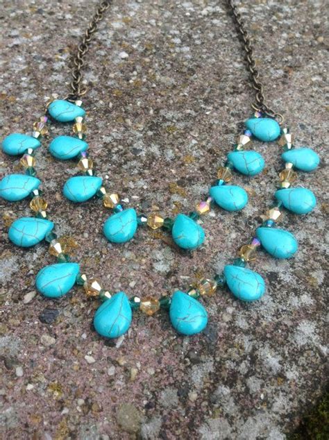 Turquoise Bib Necklace By Darccreationsshop On Etsy Turquoise Jewelry