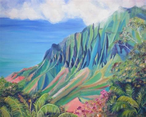 Kalalau Trail Kalalau Valley Print Hawaii Art Print Kauai Painting