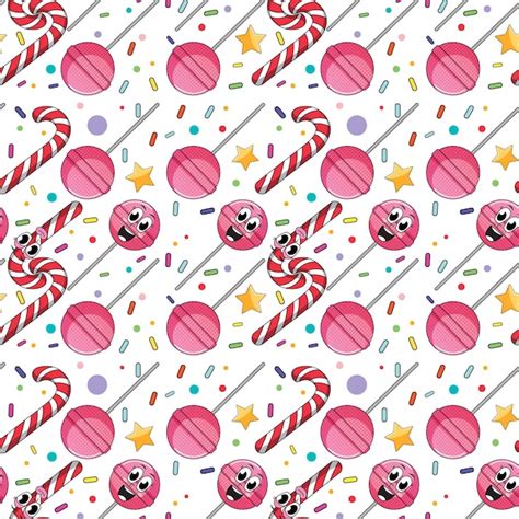 Free Vector Sweet Candy And Lollipop Seamless Pattern