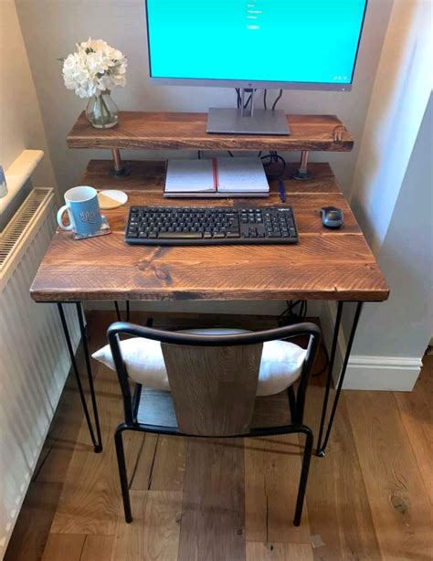 Two Tier Rustic Desk With Steel Hairpin Legs In Euxton Lancashire