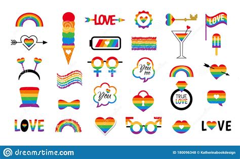 lgbt icon vector set pride flag rainbow stock vector illustration of card glasses 180096348