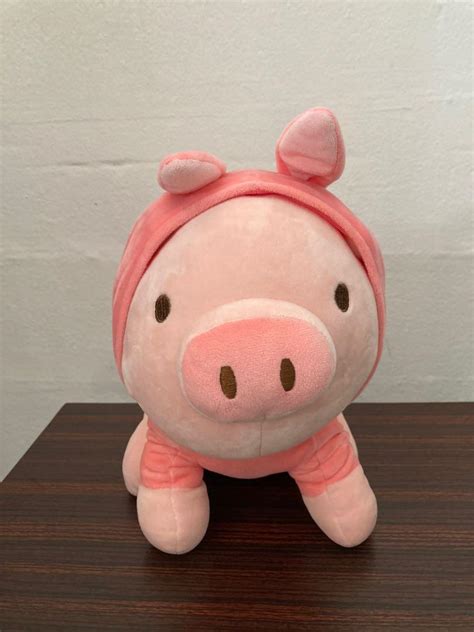 Miniso Sitting Piglet Plush Toy With Rabbit Hoodie Hobbies And Toys
