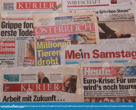 International Newspaper Austrian Newspapers Editorial Stock Image Image Of Investment Global