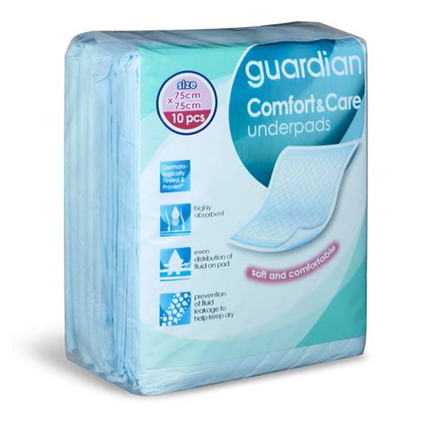 Guardian Comfort And Care Underpads 75cm X 75cm 10s Guardian