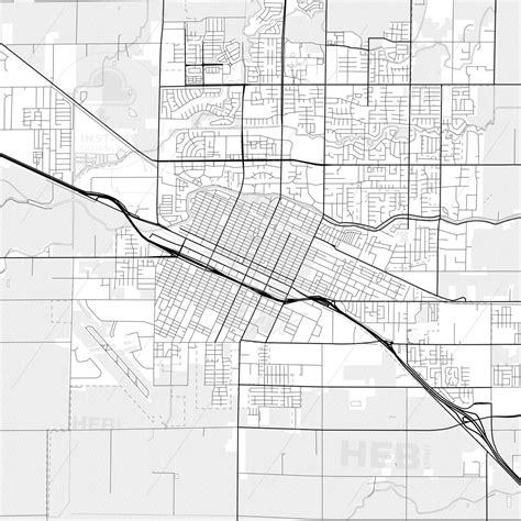 Nice Bright Vector Map Of Merced California United States With Fine Structures For Download