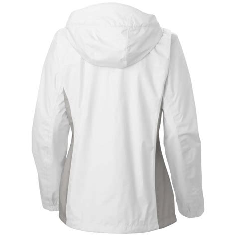 Columbia Womens Arcadia Ii White Hooded Full Zip Nylon Rain Jacket By