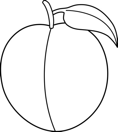 100% free fruit coloring pages. Colorable Peach Line Art - Free Clip Art