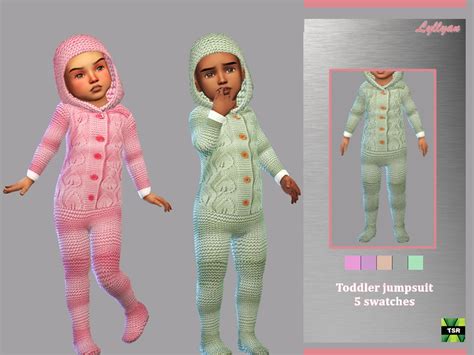 Sims 4 — Toddler Jumpsuit By Lyllyan — Toddler Jumpsuit 5 Swatches Base