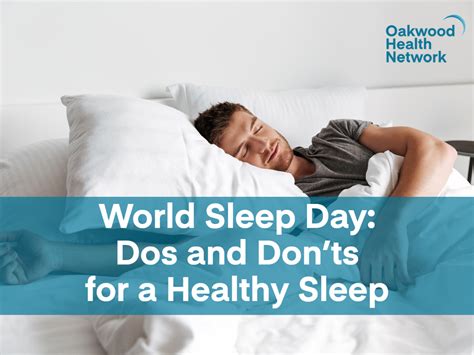 World Sleep Day Dos And Dont For A Healthy Sleep Oakwood Health