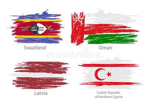 Set Of Smear Painted Flags Of Different Countries Stock Illustration