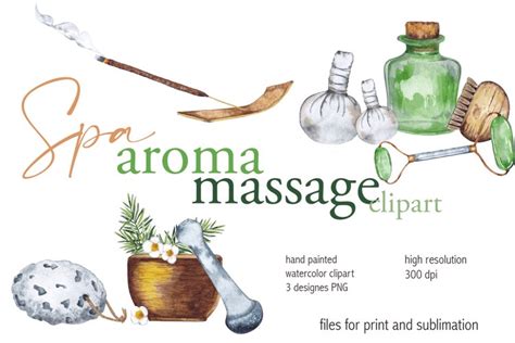 Spa Esthetician Aroma Massage Watercolor Clipart 3 Png