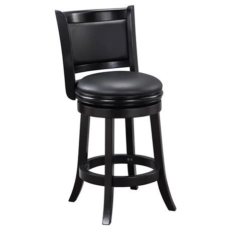 The fuji counter stool has been dressed up with soft faux leather and accented with a stylish gold frame and incorporated footrest. Boraam Augusta 24" Swivel Counter Stool in Black - 45824