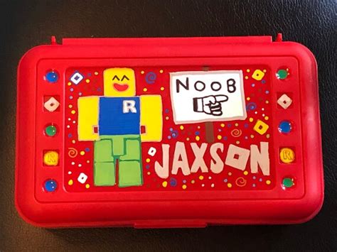 Roblox Custom Personalized Pencil Crayon Art Box Noob Inspired Etsy