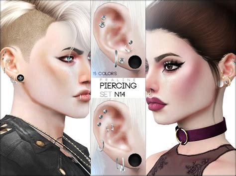 Piercing Set N14 By Pralinesims Sims 4 Panda Cc