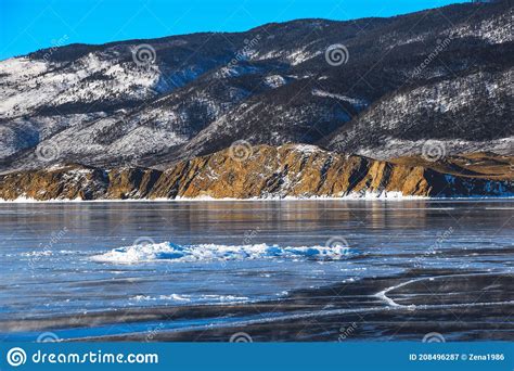 Winter Baikal Bubbles Of Methane Gas Frozen Into Clear Ice Lake Baikal