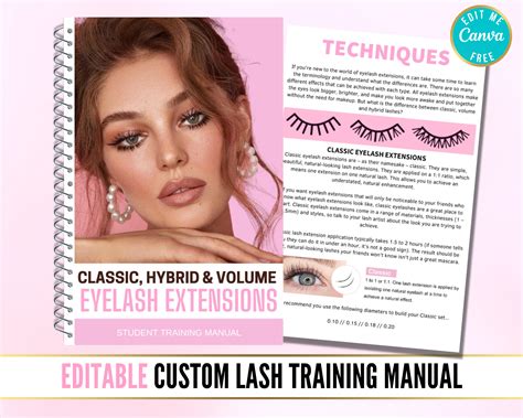 Classic Eyelash Extensions Training Manual Editable Canva Etsy