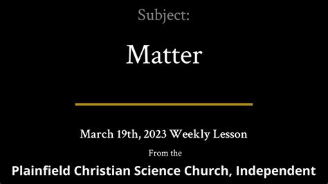 March 19th 2023 Weekly Lesson — Matter Youtube