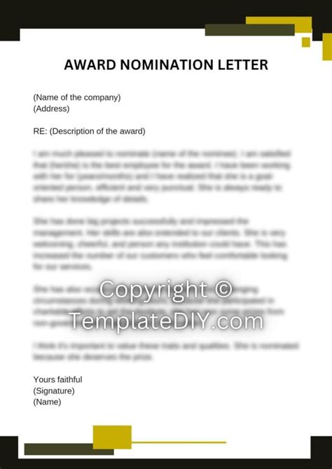 Award Nomination Letter Sample Template With Examples Pdf