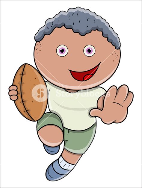 Child Playing Rugby Vector Cartoon Illustration Royalty Free Stock