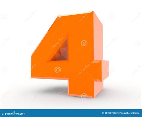 3d Orange Number 4 Isolated On White Background 3d Rendering Stock