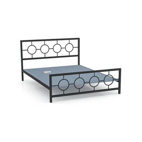 geometrical ring designed iron bed hairy black with grey plywood sheet at rs 12999 00 बेड