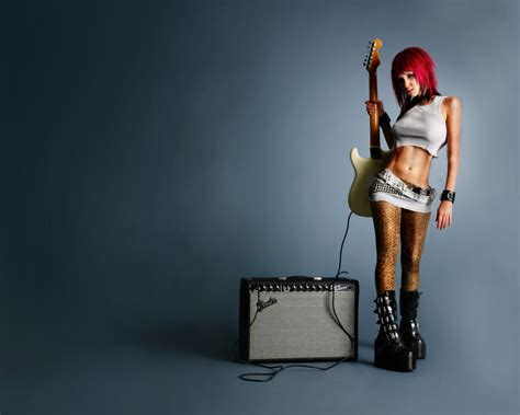 free download sexy redhead punk rock girl with guitar wallpaper [1600x1200] for your desktop