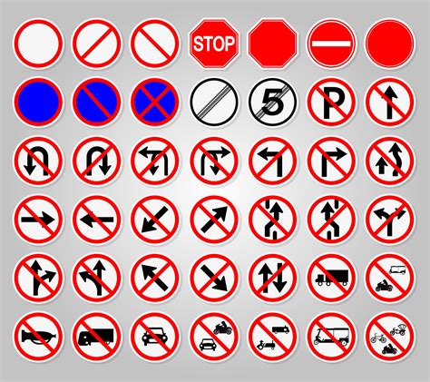 Set Traffic Signs Prohibition Warning Red Circle Symbol Sign 2369369
