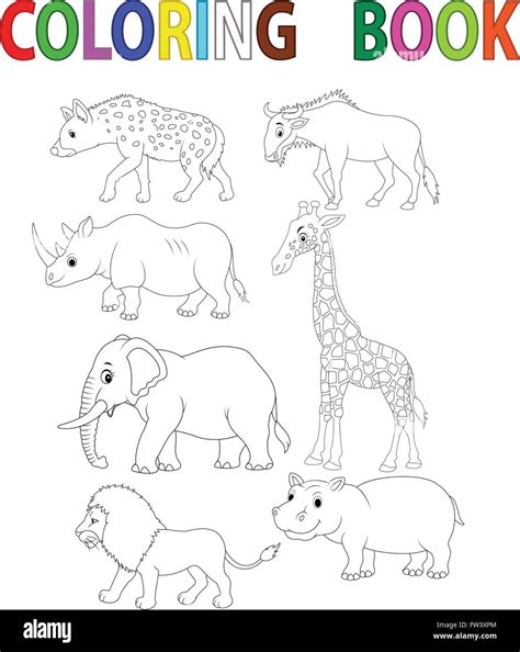 Cartoon Funny Animal Africa Coloring Book Stock Vector Image And Art Alamy