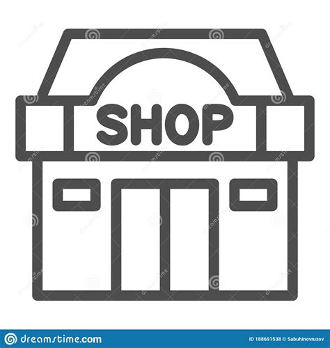 Shop Building Line Icon Shopping Concept Store Showcase Sign On White
