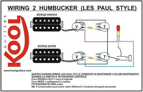 Let's take a look at the gibson les paul wiring diagram, so you can use it as a reference when installing new pickups or changing an old component. .: KOOLGuitars :. wiring per chitarra elettrica Strato, Les Paul, SG