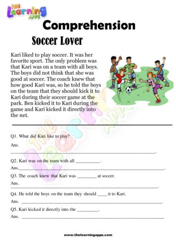Download Our Free Soccer Lover Comprehension For Kids