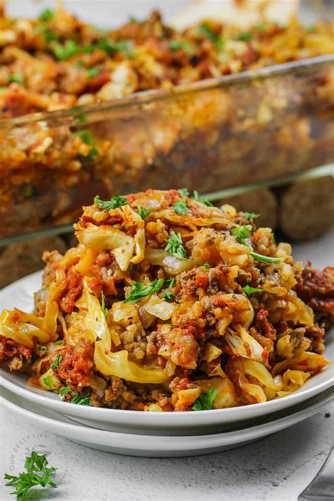 Unstuffed Cabbage Roll Casserole Lazy Cabbage Rolls Our Zesty Life