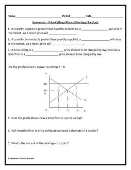 It is usually done to protect buyers and suppliers or manage scarce resources during difficult economic times. Price Ceilings and Price Floors Assignment w/ Answer Key | TpT