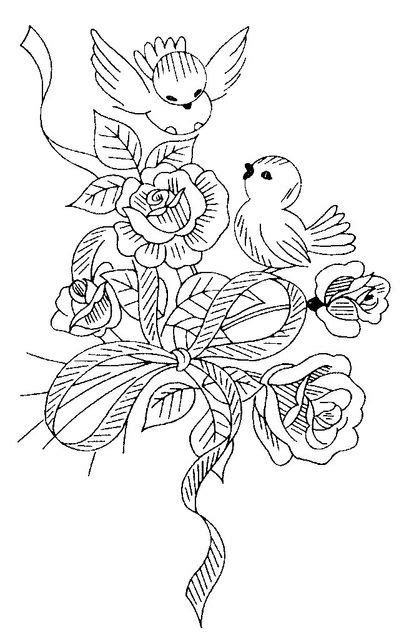 Are you searching for flowers line drawing png images or vector? Love bird bouquet embroidery pattern | coloring ...