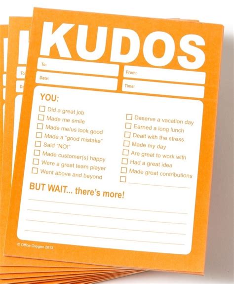 Printable Free Kudos Card Template
