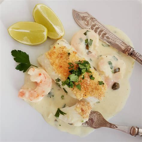 Oven Baked Cod Loin And Shrimp In A Lemon Cream Sauce Oven Baked Cod