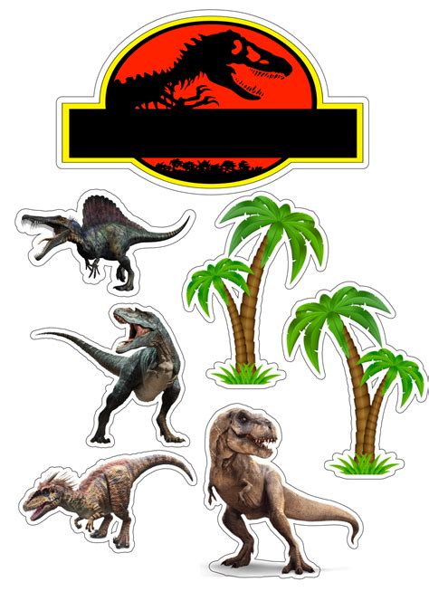 Topo De Bolo Decoração De Festa Com Tema Jurassic Park Png Imagens De