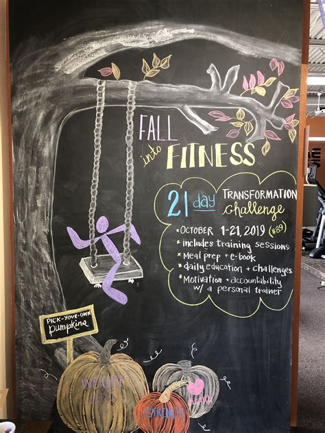 Fall Into Fitness Chalkboard Art Anytime Fitness Gym Art