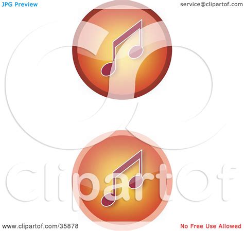 Clipart Illustration Of A Set Of Two Gradient Orange Music Icon Buttons