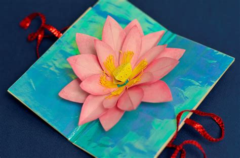 Mothers Day Lotus Flower Pop Up Card Creative Pop Up Cards