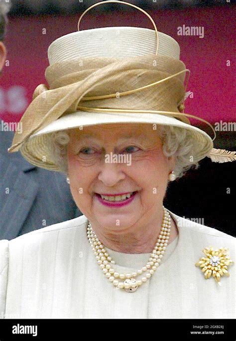 Britains Queen Elizabeth Ii Smiles As She Leaves The Churchill Museum