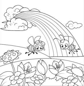 rainbow in the garden coloring page - Mitraland