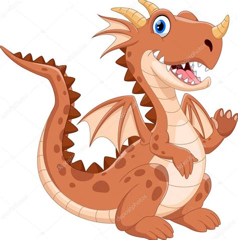 Vector Illustration Cute Dragon Cartoon Isolated Whit